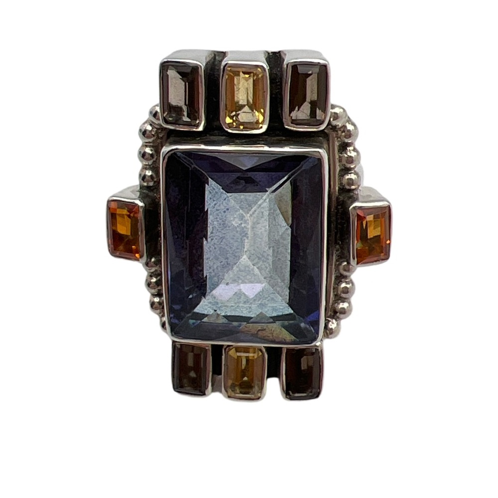 🦋NICKY BUTER RAJ LIMITED EDITION Blue Quartz Citrine Gemstone Ring Size 7 - Picture 6 of 13